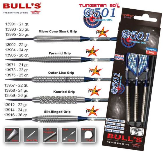 Bull´s Šipky Steel @501 Micro-Cone-Shark Grip 21gr. 13991