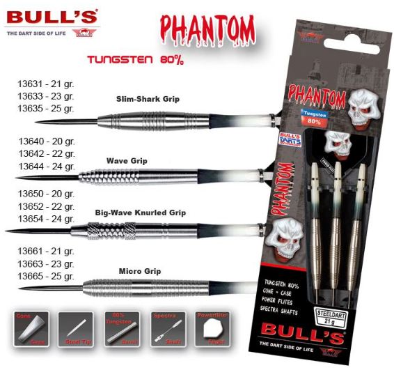 Bull´s Šipky Steel Phantom Big-Wave Knurled Grip 24gr. 13654