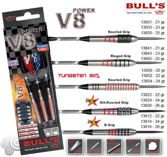 Bull´s Šipky Steel V8 90% Knurled Grip 23gr. 13833