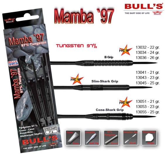 Bull´s Šipky Steel Mamba 97 Cone-Shark Grip 21gr. 13051