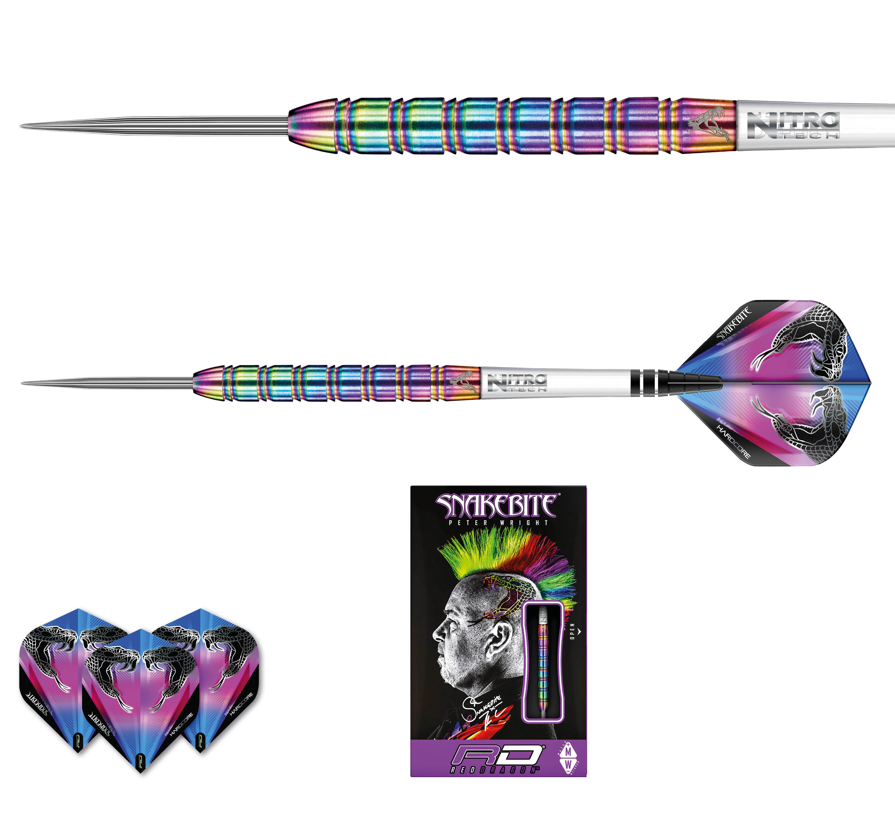 Šipky steel Peter Wright Snakebite 1 24g Tungsten 85% RED DRAGON