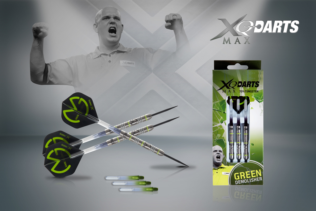 XQMax Šipky steelové 70% Tungsten Michael van Gerwen 21gR. - Green Demolisher