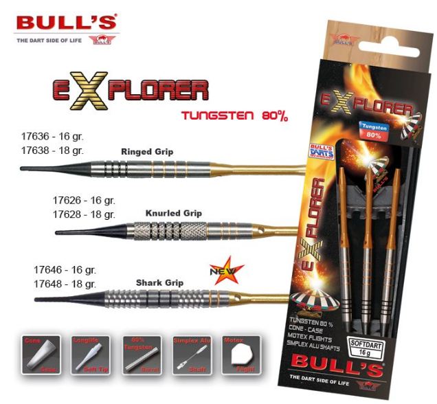 Bull´s Šipky Explorer Knurled Grip 16gr. 17626
