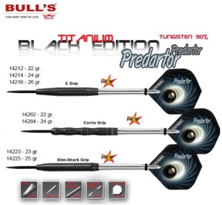 Bull´s Šipky Steel Titanium Predartor Black C Grip 24gr. 14214